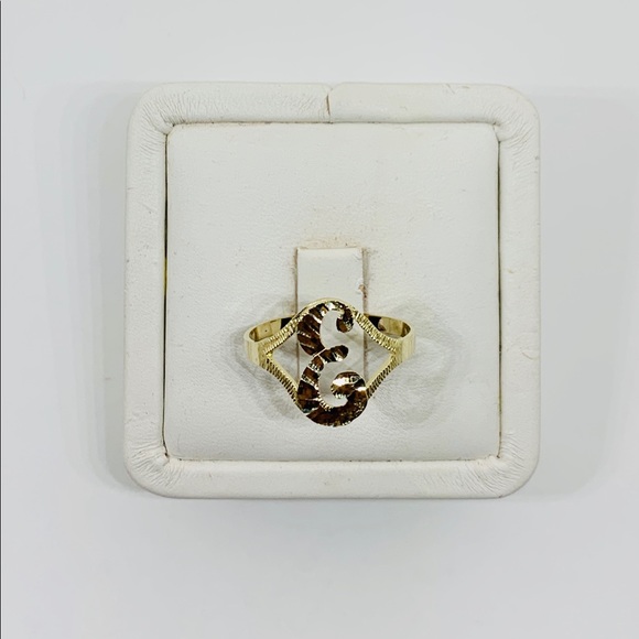 10k Solid Gold Initial E Ring Size 7
